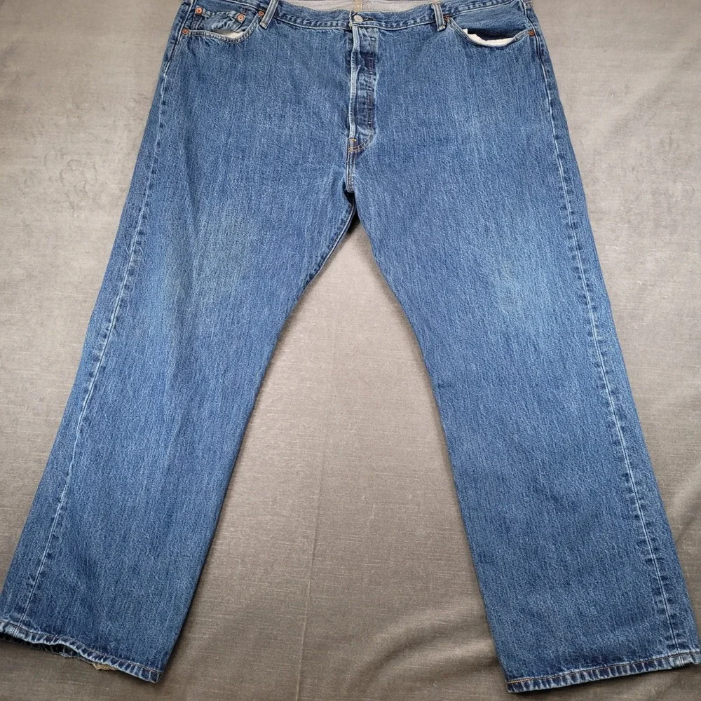 Levis 501 Vintage Straight Fit Jeans Mens Actual Sz 46x32 Blue Denim‎ Button Fly